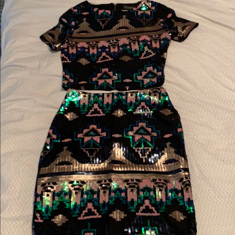 ASOS club L crop top skirt set UK sz 8 US sz 2